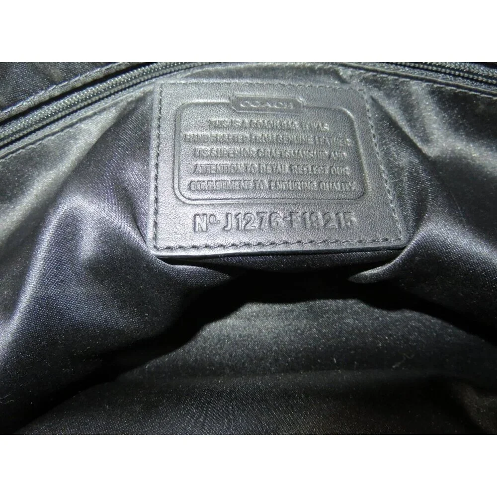 Coach 2012 Black Signature C Stitched Patent Leather Tote Kisslock Handbag